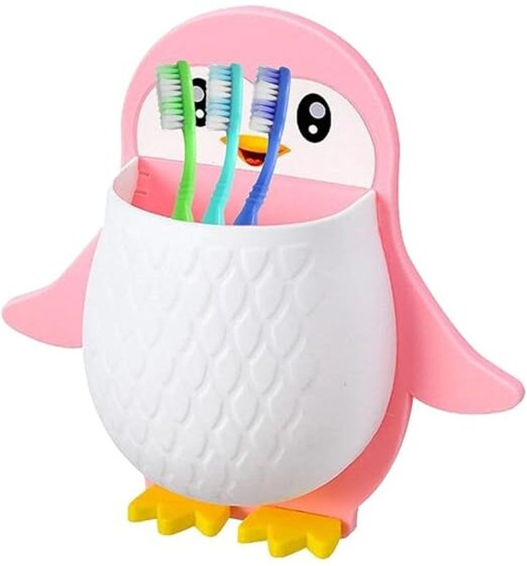 VIYOM Penguin Toothbrush Holder/Brush Stand/Kitchen/Bedroom/ Toothbrush Holder Plastic Toothbrush Holder(Pink, Wall Mount)