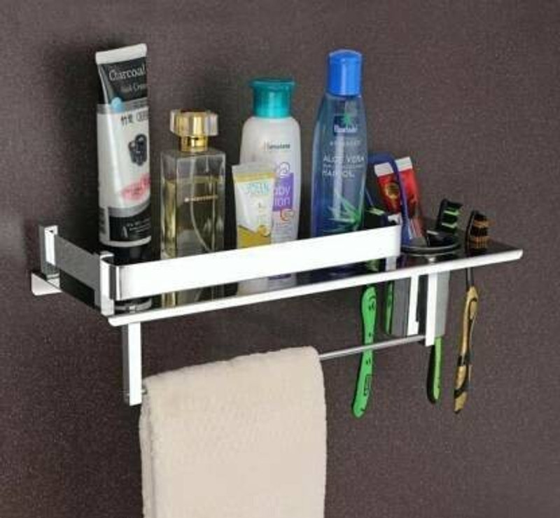 ANTIK Stainless Steel 3 in 1 Bathroom Shelf/Rack/Towel Hanger/Toothbrush Holder/Towel Rod/Bathroom Accessories Stainless Steel Toothbrush Holder (Silver, Wall Mount) Stainless Steel Toothbrush Holder(Silver, Wall Mount)