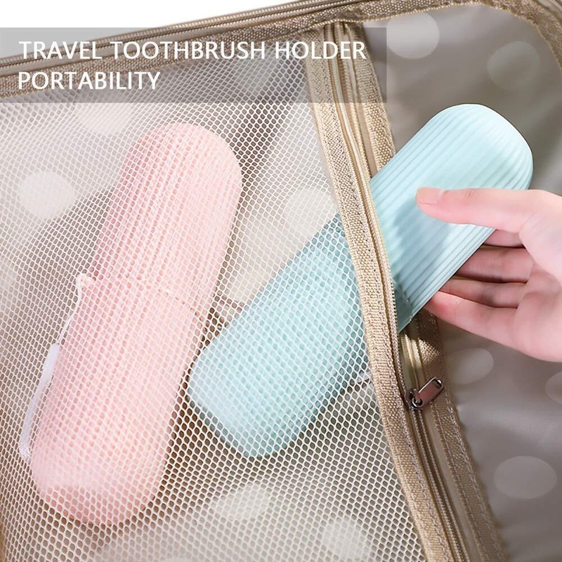 Sokmak 2PC Bathroom Toothbrush Plastic Storage Case Holder,Toothbrush Holder for Travel Toothbrush Case