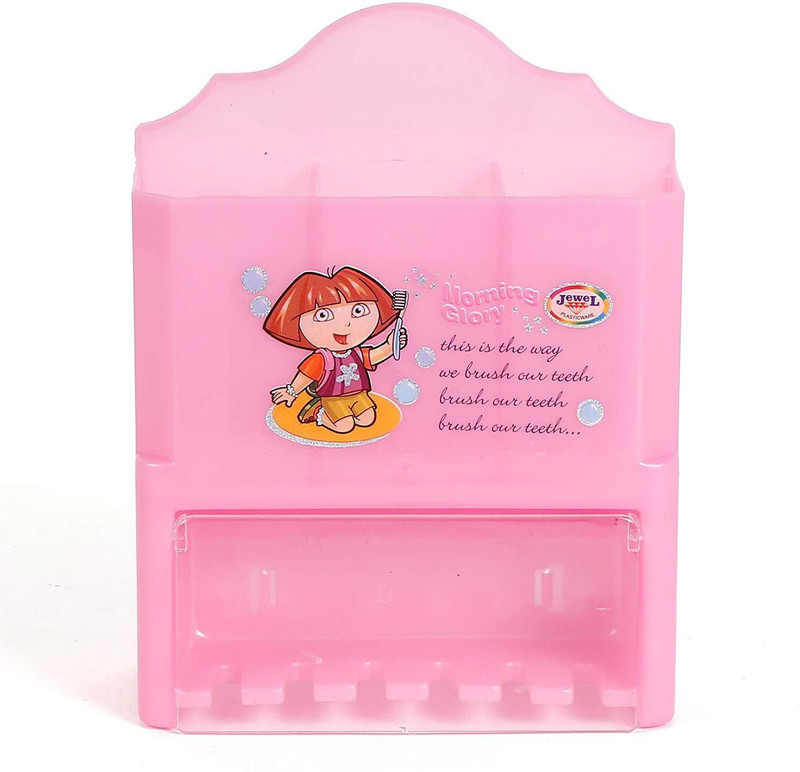 JEWEL Morning Glory Plastic Toothbrush Holder(Pink, Wall Mount)