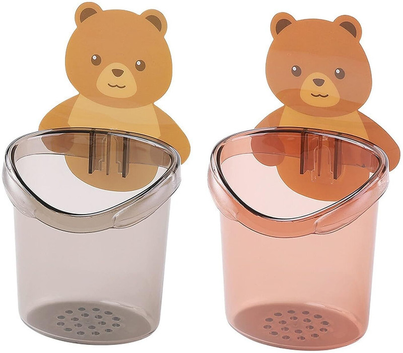 ZENOVIA Teddy Bear Toothbrush Holder for Bathroom Wall ,Cute & Durable, pack of 3 Plastic Toothbrush Holder(Multicolor, Wall Mount)
