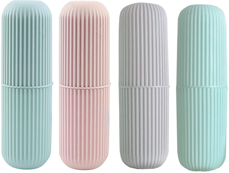 NINTH Capsule Shape Travel Toothbrush Case Cover Holder Portable Pack of 4 - Plastic Toothbrush Holder(Multicolor)
