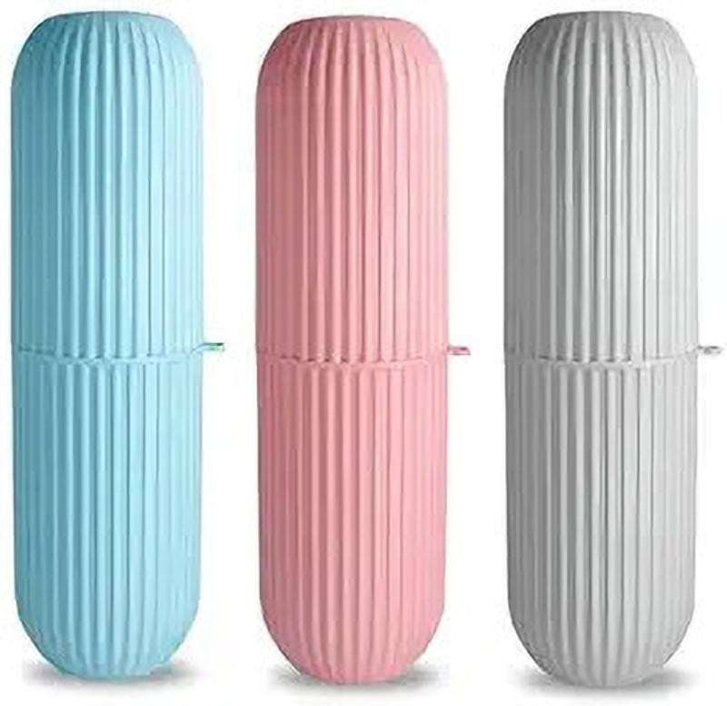 PYORIT Pack of 3 | Portable Travel Toothbrush Case | Hygienic Bathroom Organizer Plastic Toothbrush Holder(Multicolor)