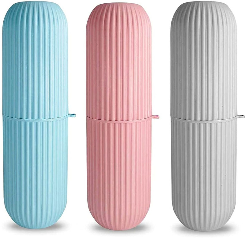 DEAGAN Capsule Portable Toothbrush Storage case 2pic Plastic Toothbrush Holder Plastic Toothbrush Holder(Multicolor)