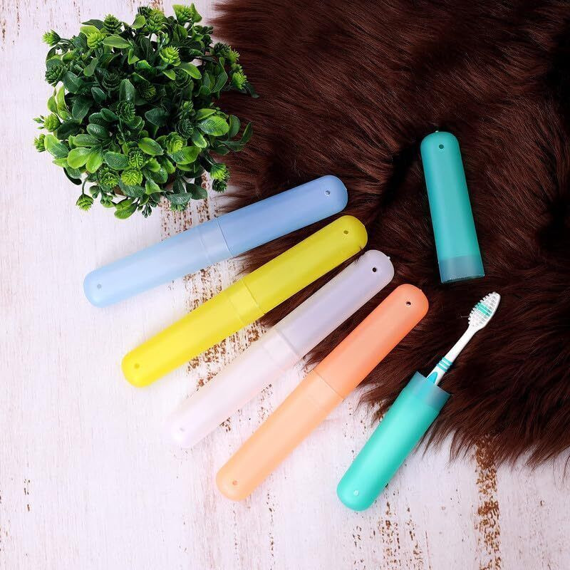 PARAM DHYEY Plastic 4 Pcs Bathroom Tooth Brush Holder Tube Cap Cover Plastic Toothbrush Holder(Multicolor)