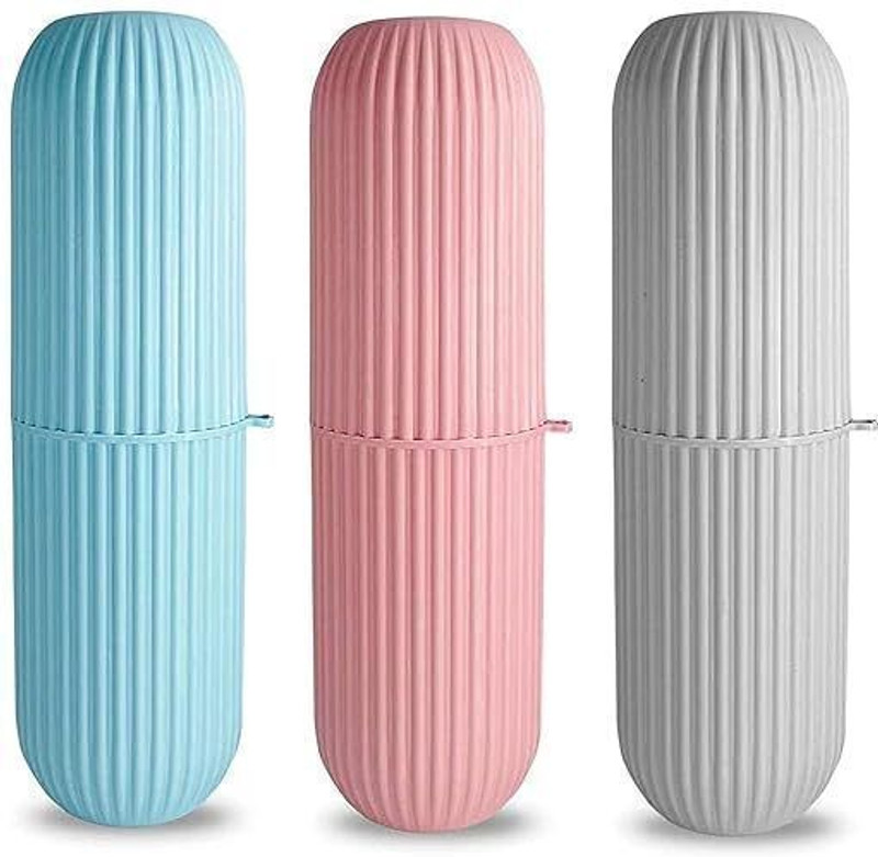 PYORIT Small Capsule Portable Toothbrush Storage Plastic Toothbrush Holder (Pack of 3) Plastic Toothbrush Holder(Multicolor)
