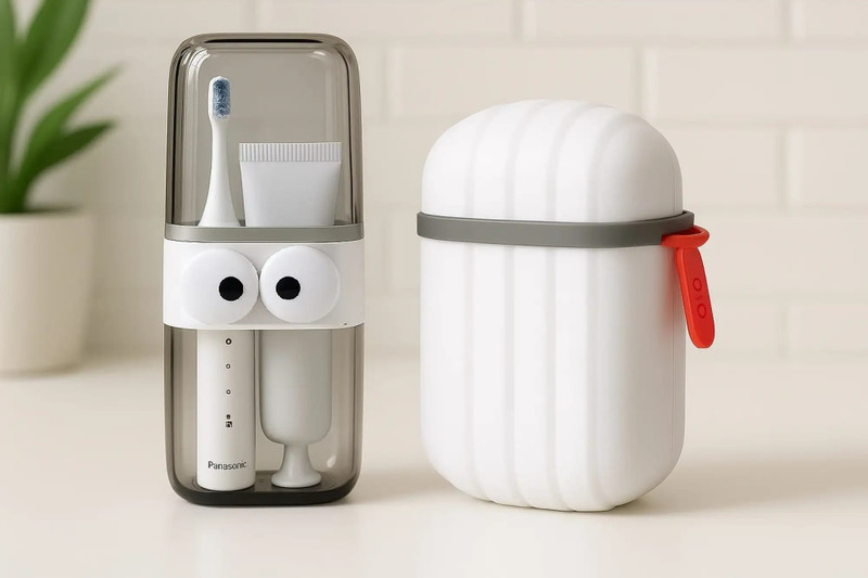 Aurav Portable Travel Toothbrush Holder with Soap Case – Waterproof Storage Set Plastic Toothbrush Holder(White)