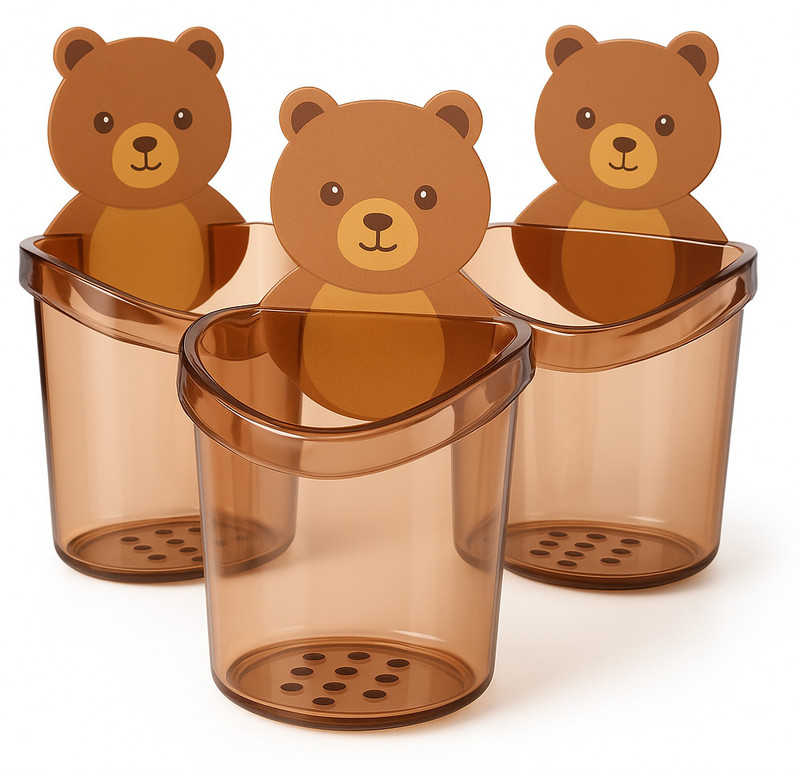 ZORIADA (3 PC)Cute Bear Wall Mounted Toothbrush Holder Plastic Toothbrush Holder(Multicolor, Wall Mount)
