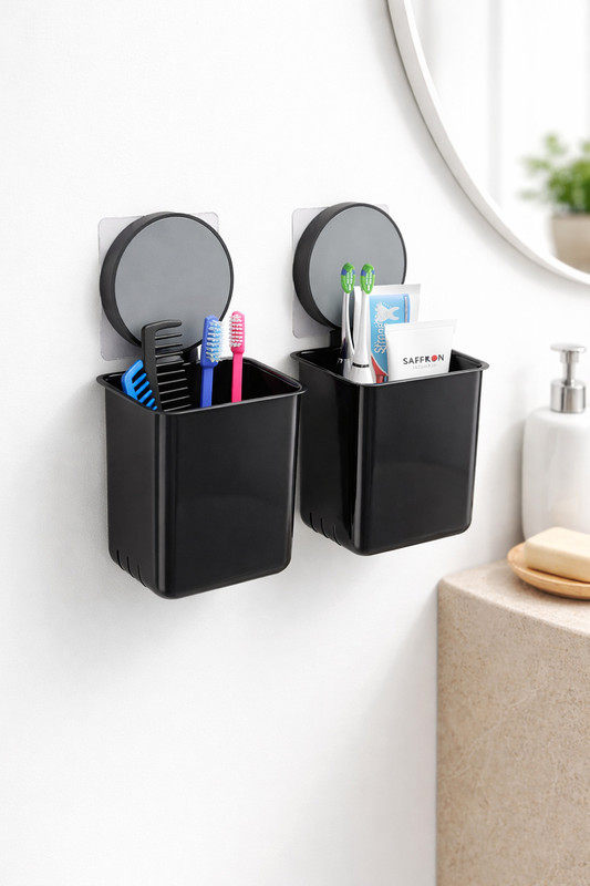 ALICIA ESKIA Self-Adhesive Toothpaste Holder|Wall Mounted|Bathroom Organiser Plastic Toothbrush Holder