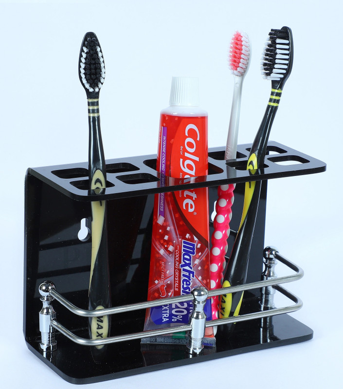 PLNJAR Razor Bathroom Kitchen Wall Mount Adhesive Stainless Steel, Acrylic Toothbrush Holder(Black, Wall Mount)