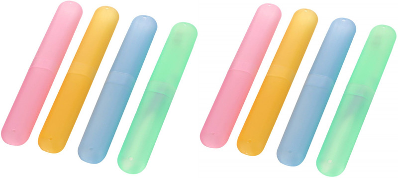 KUBAVA Anti Bacterial Toothbrush Container, Toothbrush Case, Cover, Cap (Pack of 8) Plastic Toothbrush Holder(Multicolor)