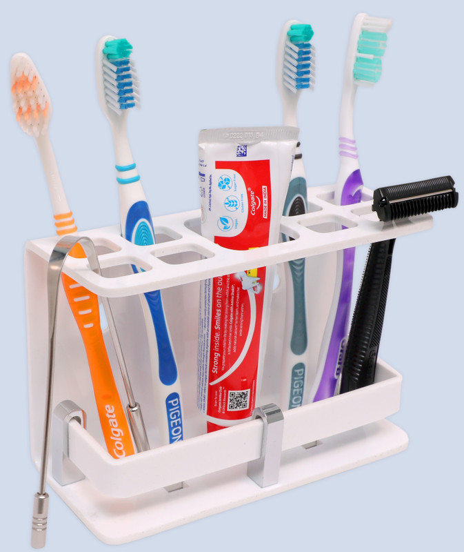 REFTOL Wall Mounted Self Adhesive Toothbrush Holder Bathroom Organizer Stand Acrylic Toothbrush Holder(White, Wall Mount)