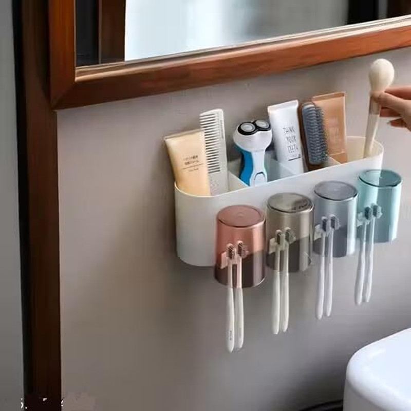 M Y Plastic Toothbrush Holder(Multicolor, Wall Mount)