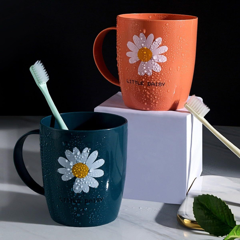 Wolpin Toothbrush Holder Cups Plastic Stand for Toothpaste, Comb, Brush, Cream Plastic Toothbrush Holder(Orange, Blue)