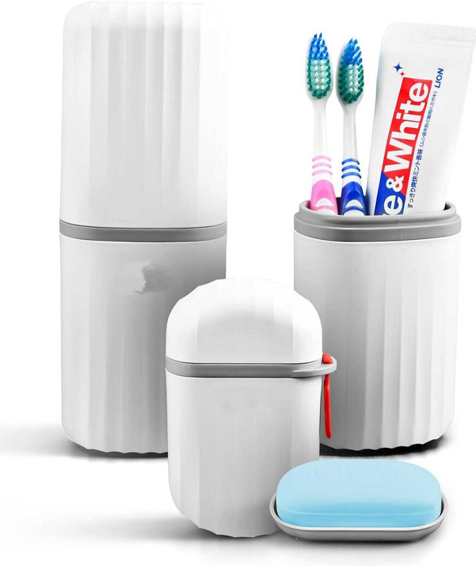 KUBAVA Travel Toothbrush Case Toothpaste Holder and Travel Soap Box Combo Plastic Toothbrush Holder