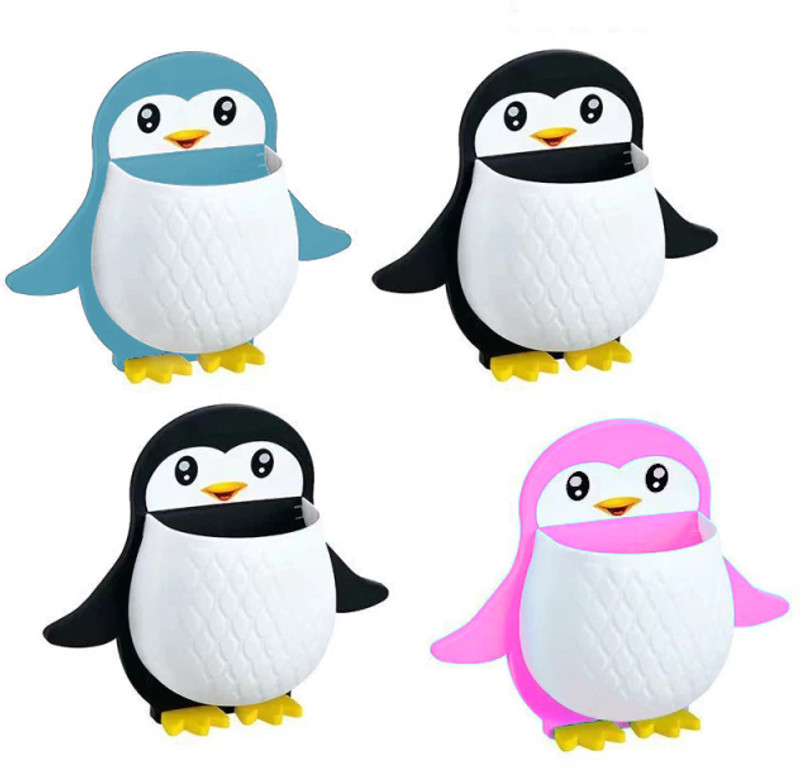 virusa VIRUSA Toothbrush Holder And Storage Organizer Wall Mounted Penguin Shape Holder Plastic Toothbrush Holder(Wall Mount)