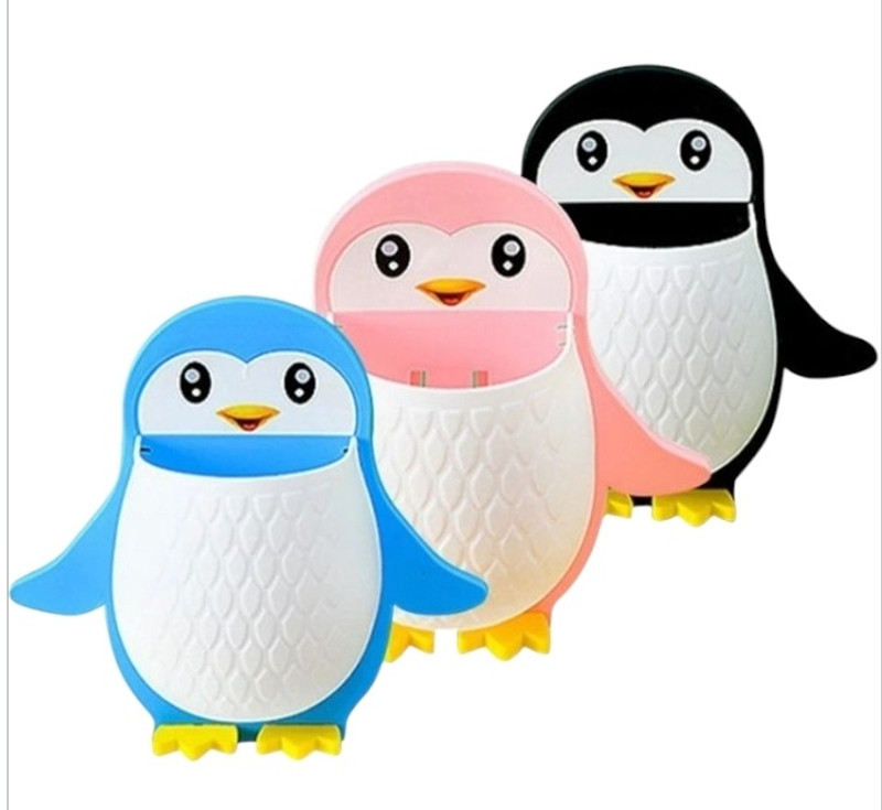 NUT E MONKEY 1 PCS PENGUIN TOOTHBRUSH HOLDER SELF ADHESIVE (PACK OF 1) Plastic Toothbrush Holder(Wall Mount)