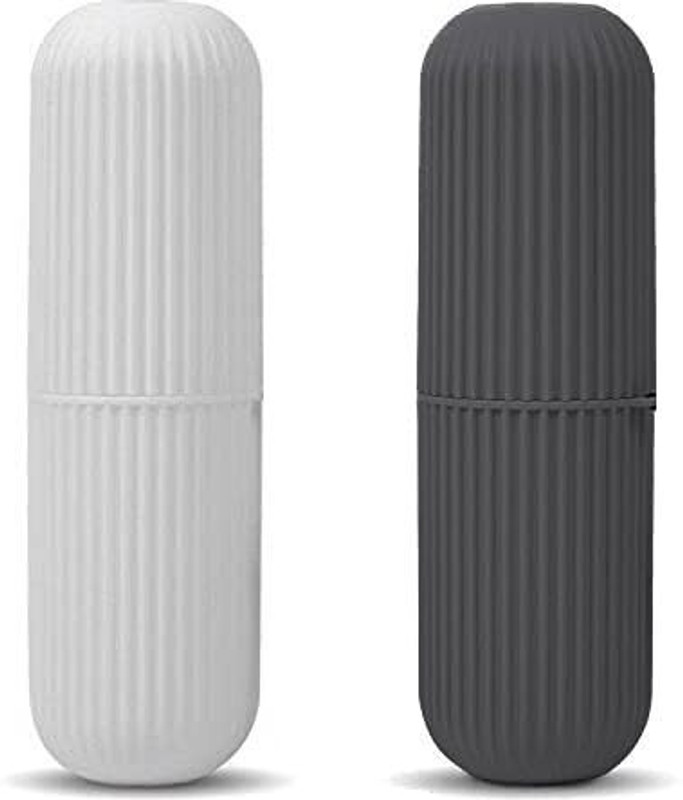 FIMTOWN Capsule Shape Travel brush Toothpaste Case Holder Portable Toothbrush Storage Polypropylene Toothbrush Holder(Blue, Pink)