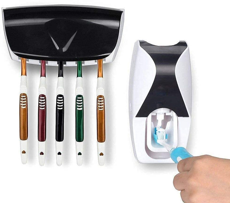 Wopix Automatic Toothpaste Dispenser with Toothbrush Holder Toothbrush Sanitizer(4 Brushes)