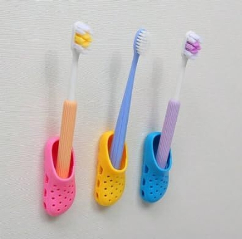 Original Mart Shoes Cute Cartoon Toothbrush Holder for Kids Plastic Toothbrush Holder(Multicolor, Wall Mount)