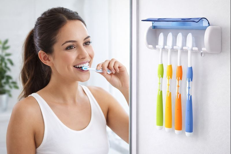Manoj&Son Hygienic & Organised Storage Toothbrush Holder with Drain Hole for Quick Drying Plastic Toothbrush Holder(White, Wall Mount)