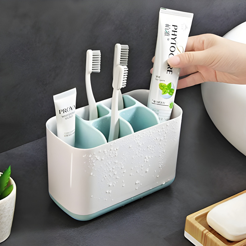 Meteor Toothbrush Holders for Bathroom Multipurpose Storage Holder Plastic, Polypropylene Toothbrush Holder(White, Wall Mount)
