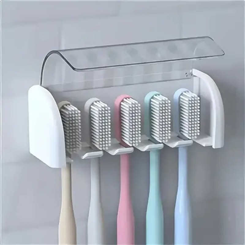 tvAt Toothbrush Holder Perfect For 5 Piece Plastic Toothbrush Holder(White, Wall Mount)