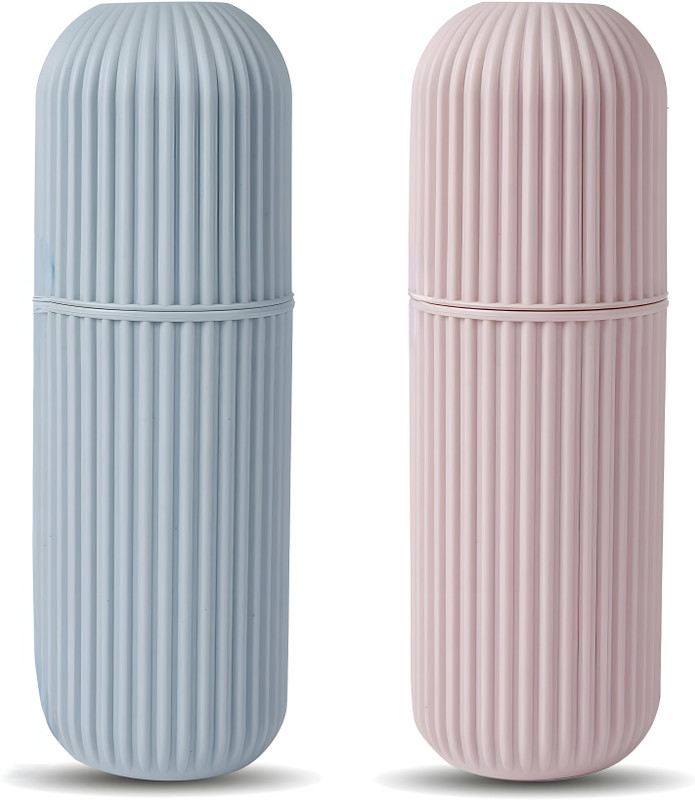 DEW MAT Capsule Portable Toothbrush Storage case 2pic Plastic Toothbrush Holder(Multicolor, Wall Mount)