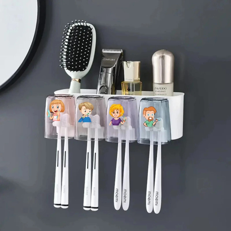 BLACKMOON Multipur Pose Toothbrush Self Plastic Toothbrush Holder(White, Wall Mount)