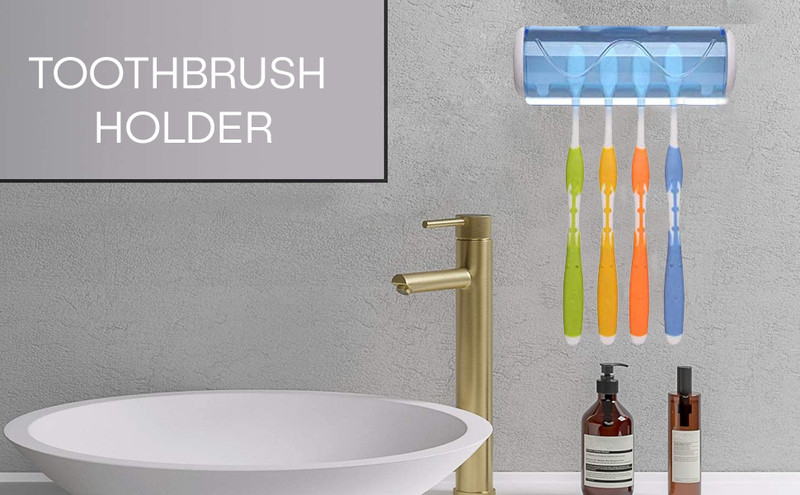 WHITEIBIS Toothbrush Holder Wall Mounted 5 Toothbrush Storage Set Plastic Toothbrush Holder(Wall Mount)