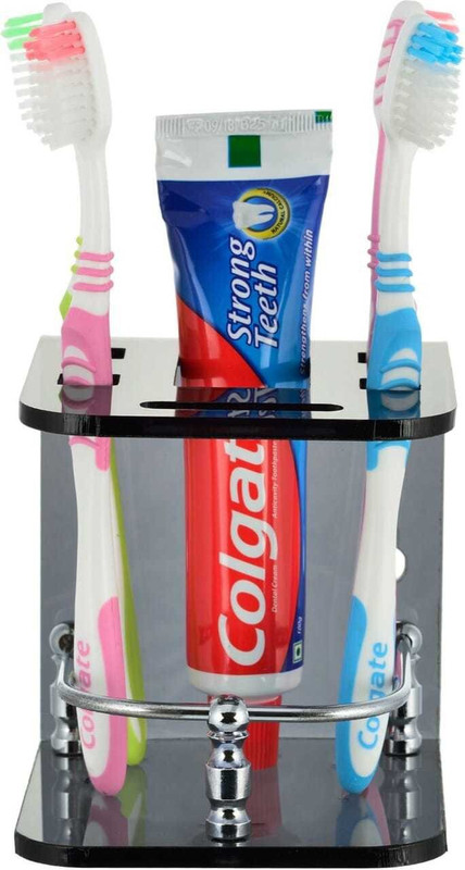 BOGATO™ Heavy Duty Acrylic Toothbrush Holder(Black, Wall Mount)
