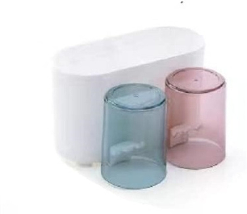 winger Bathroom Toothbrush Organizer with Mouthwash Cups Plastic, Silicone Toothbrush Holder(Multicolor, Wall Mount)