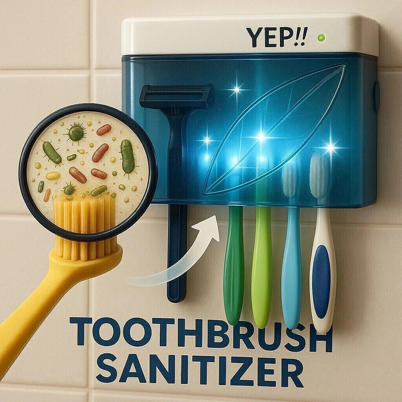 T2H Shopping YEP!! Multi-Functional Uv light toothbrush sanitizer,With 5 Slots. Toothbrush Sanitizer(4 Brushes)