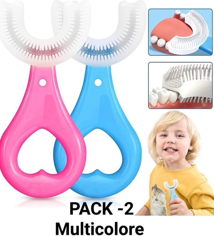 UTMHUB Kids Manual U Shape Toothbrushes Soft Silicone Children ( pack-2) multicolore Extra Soft Toothbrush(Pack of 2)