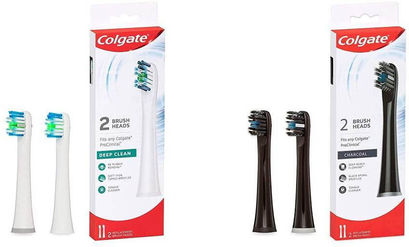 Colgate Proclinical B150 battery Powered Toothbrush Refill Heads, 2 Black and 2 White Extra Soft Toothbrush(Pack of 4)
