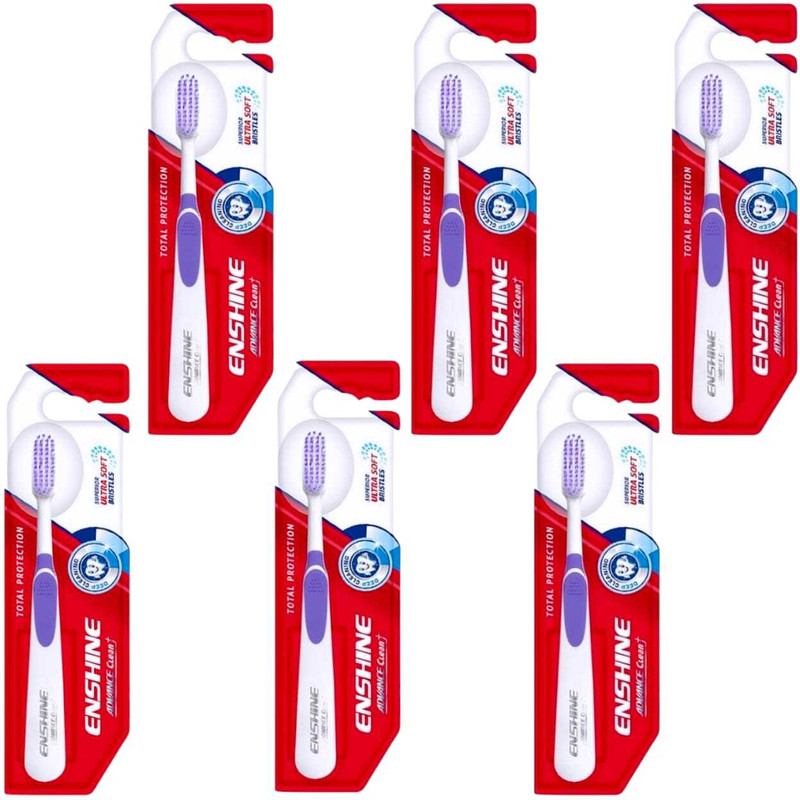 FLORENTHA ENSHINE ADVANCE CLEAN TOOOTHBRUSH WITH ULTRA SOFT BRISTLES FOR WHITE TEETH Ultra Soft Toothbrush(Pack of 6)