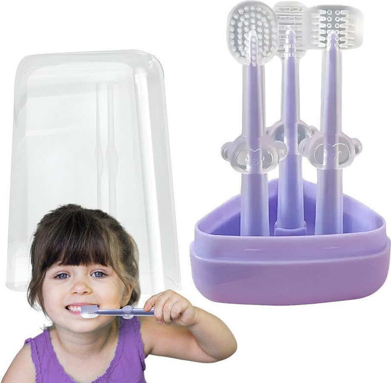 TONY STARK 3 in 1 Set Silicone Baby Tongue Cleaner & U Shaped Toothbrush with Travel Case, Ultra Soft Toothbrush(Pack of 3)