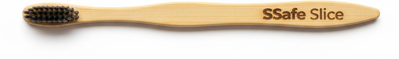 SSafe Slice Natural Eco-Friendly Wooden Bamboo Toothbrush with Soft Charcoal Bristles Adult Extra Soft Toothbrush