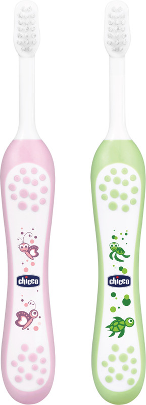Chicco TOOTHBRUSH SET PK+GREEN 6M-36M Ultra Soft Toothbrush(Pack of 2)