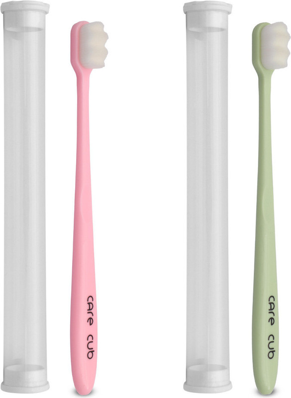 Qweezer Green & Pink ZigZg Nano10000 Wht Bristl BPA Free Perfect For Sensitive Teth Ultra Soft Toothbrush(Pack of 2)