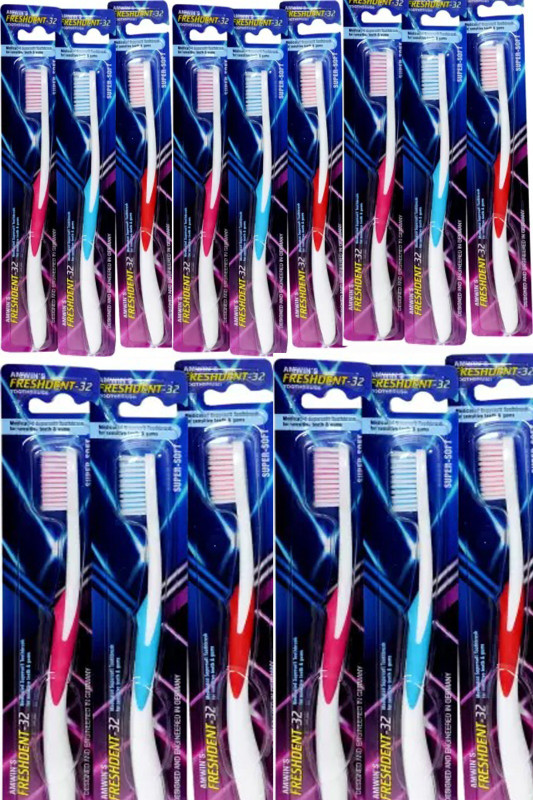 freshdent 32 AMWIN'S FRESHDENT-32 TOOTHBRUSH PACK OF 15 Extra Soft Toothbrush(Pack of 15)