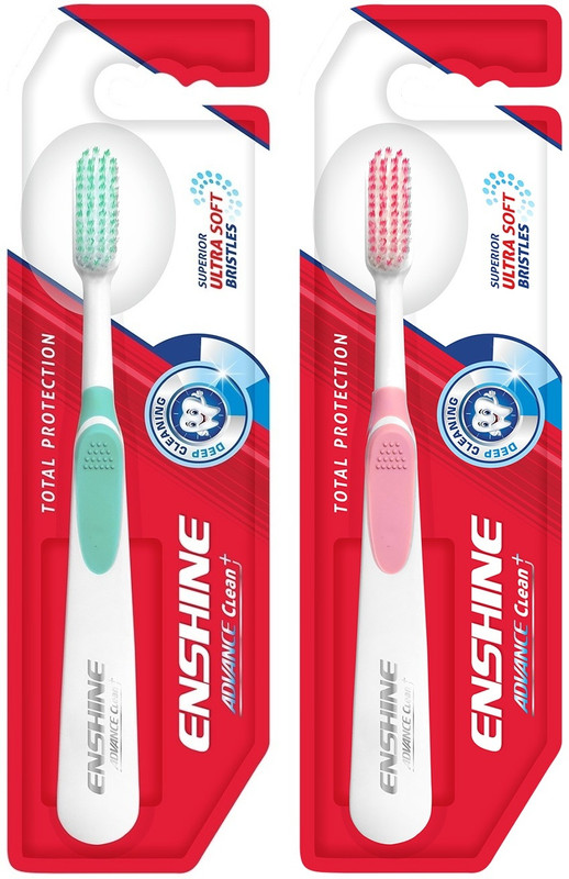 Enshine Advance Clean Toothbrush with Ultra Soft Bristles Tongue Cleaner Enamel Safe Ultra Soft Toothbrush(Pack of 2)