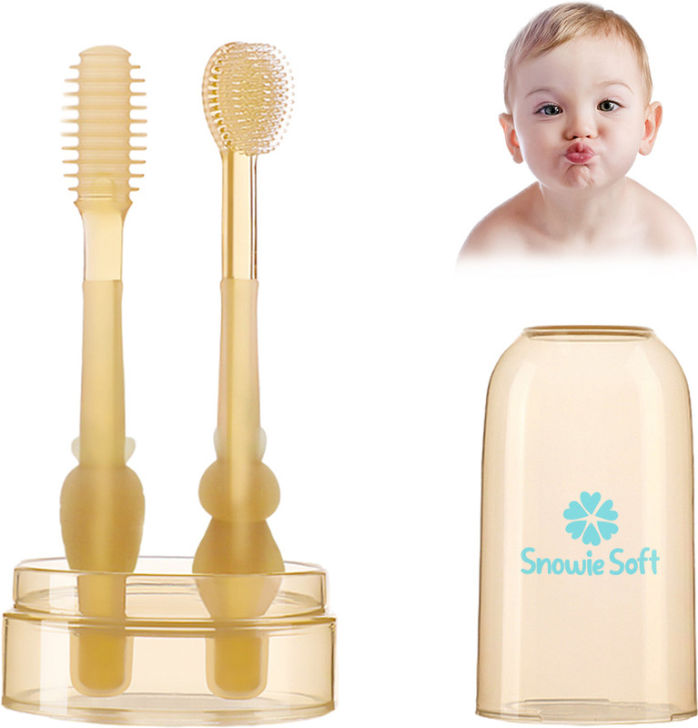 gustave Baby Oral Cleaning Brush 2 in 1 Soft Silicone Toothbrush for Baby 6 to 24 Months Soft Toothbrush