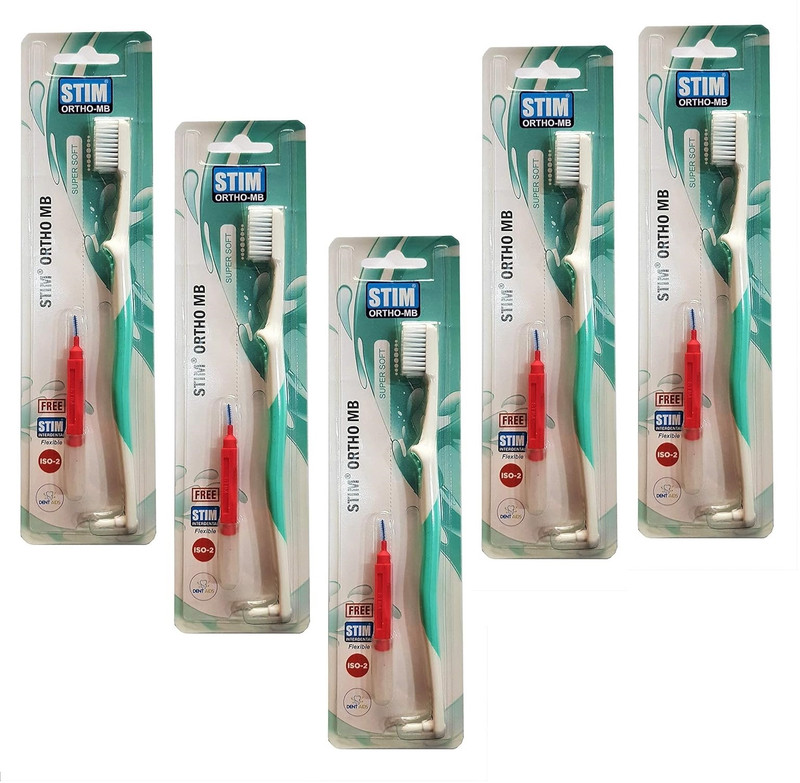 STIM Ortho Mb Brush (Pack of 5) Medium Toothbrush(Pack of 5)