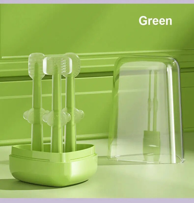 The Little Lookers Baby Toothbrush 3 in 1 Set for Newborn Baby/Infants/ Kids(0 -18 Months)-Green Soft Toothbrush