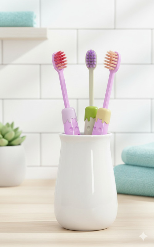 Cookvita Kids Toothbrush (Set Of 3 Pcs) Extra Soft Bristles Toothbrush For Kids Extra Soft Toothbrush(Pack of 3)