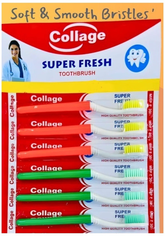 coallage Super Fresh Toothbrush Soft Toothbrush(Pack of 6)