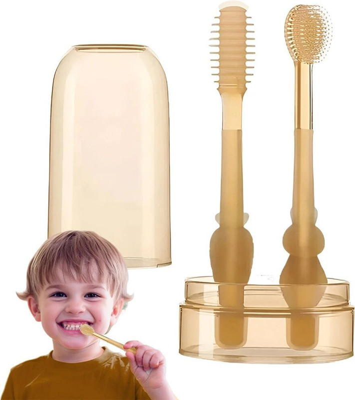 TONY STARK 2 in 1 Silicone Baby Oral Cleaning Toothbrush & Tongue Brush with Storage Box Soft Toothbrush(Pack of 2)