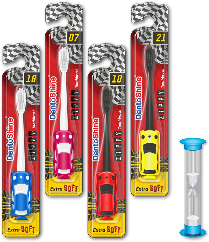 Dentoshine ZIPPY for Kids (Ages 3+) Extra Soft Toothbrush(Pack of 4)