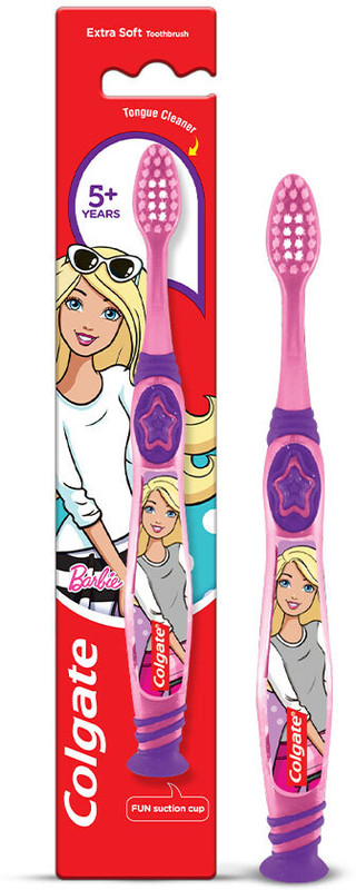 Colgate Kids Barbie Toothbrush, Extra Soft with Tongue Cleaner - 1 Pc Extra Soft Toothbrush